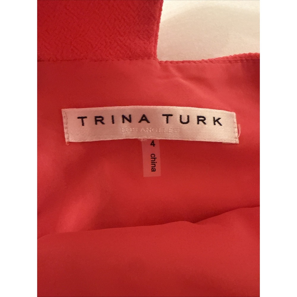 Trina Turk Felisha Halter Dress Sz 4 Pink Coral Pleated Shift Wedding Guest - Picture 4 of 12